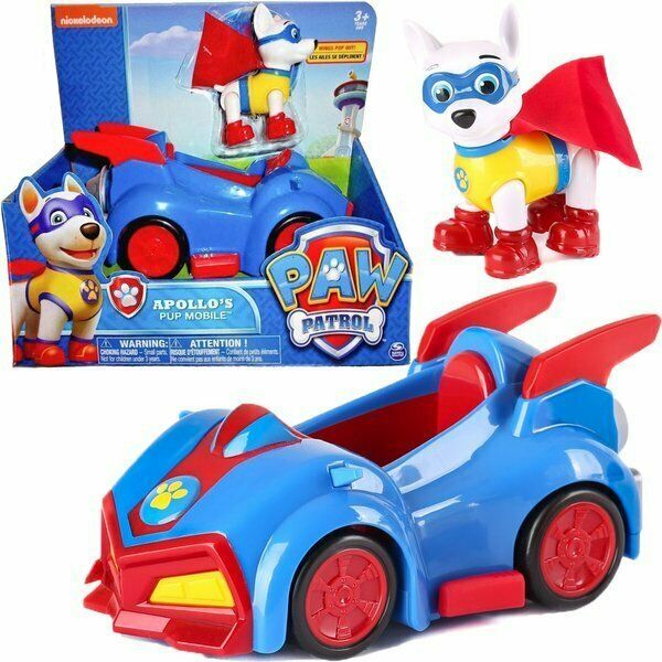 Paw Patrol Apollo Figure and Pup Mobile – Collectible Super Pup Vehicle by Spin Master
