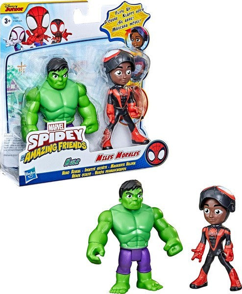 Marvel Spidey and His Amazing Friends Hero Reveal Hulk & Miles Morales 2-Pack | Time4Child
