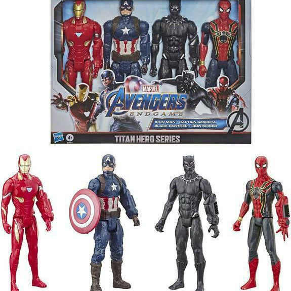 Marvel Avengers Endgame Titan Hero Series 4-Pack - Iron Man, Captain America, Black Panther, Iron Spider