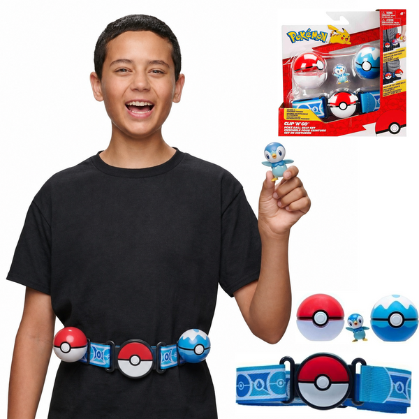 Official Pokémon Clip 'N' Go Poké Ball Belt Set with Piplup (Age 4+)
