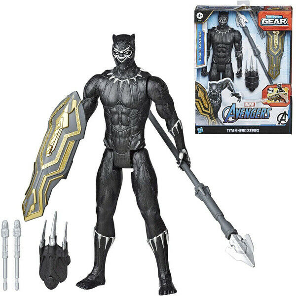 Marvel Avengers Black Panther Action Figure with Blast Gear - 12-inch Titan Hero Series