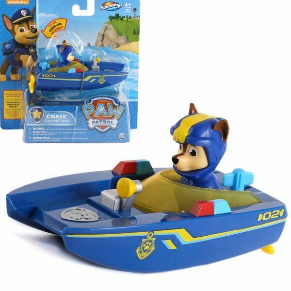 PAW Patrol Chase SwimWays Wind-Up Rescue Boat Bath Toy