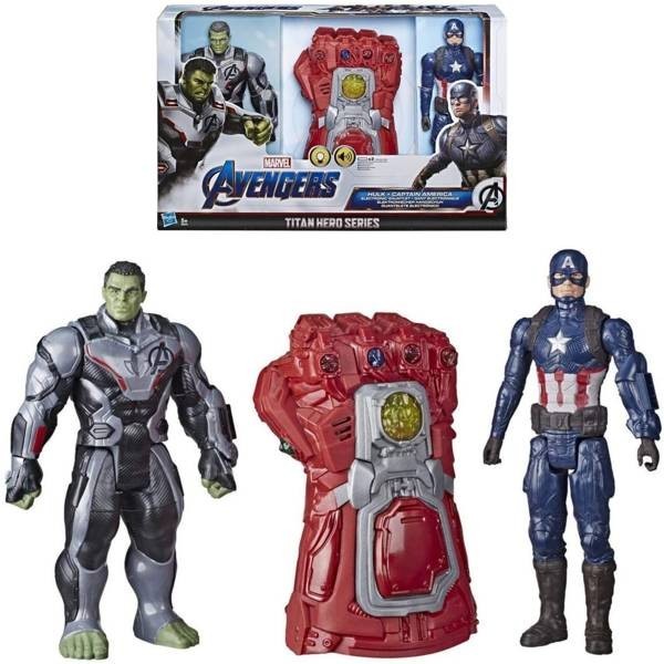 Marvel Avengers Titan Hero Series Hulk & Captain America with Electronic Gauntlet Set | Time4Child