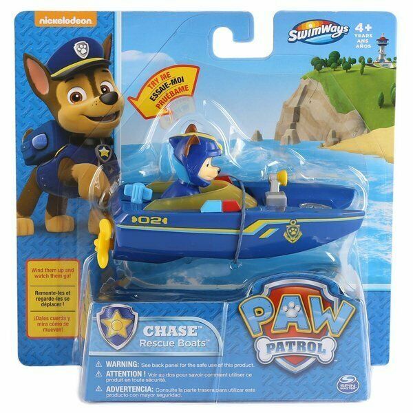 PAW Patrol Chase SwimWays Wind-Up Rescue Boat Bath Toy