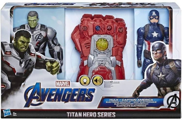 Marvel Avengers Titan Hero Series Hulk & Captain America with Electronic Gauntlet Set | Time4Child