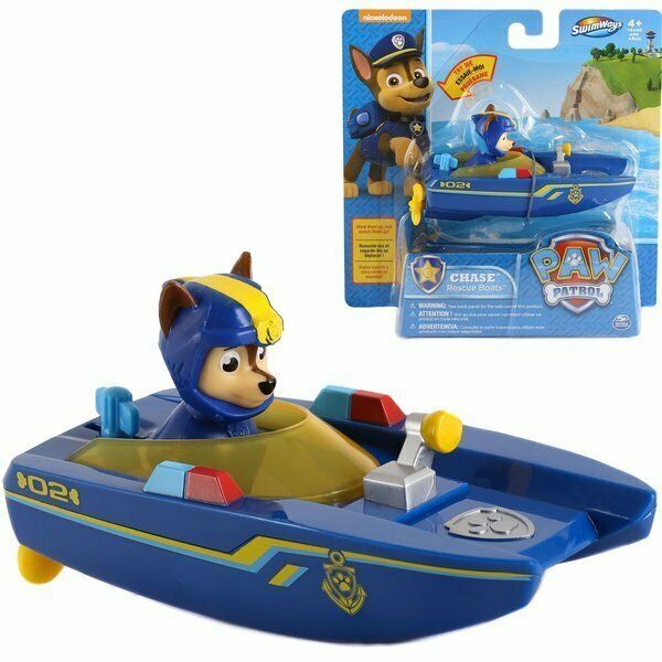 PAW Patrol Chase SwimWays Wind-Up Rescue Boat Bath Toy