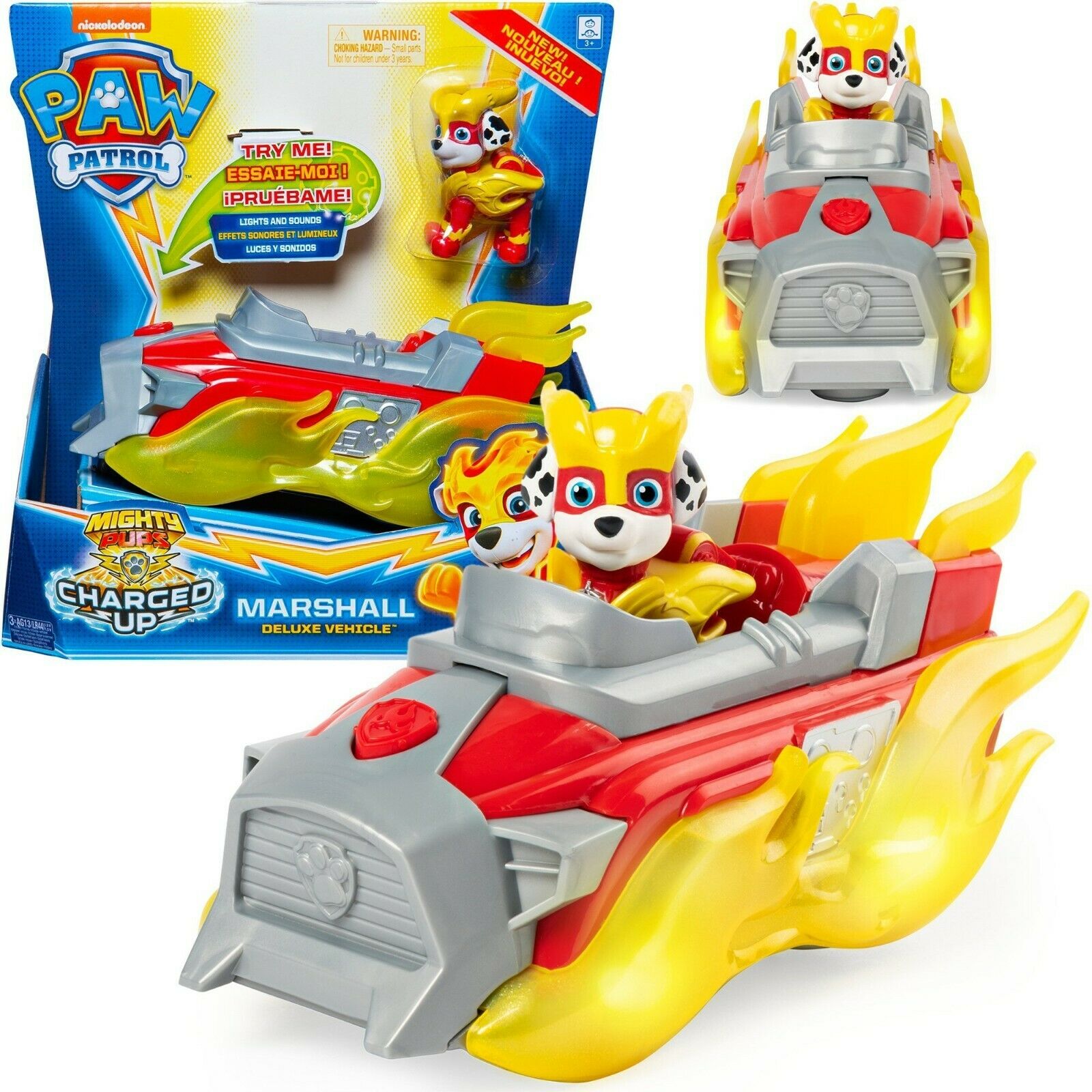PAW Patrol Marshall Mighty Pups Charged Up Deluxe Vehicle with Lights & Sounds | Time4Child