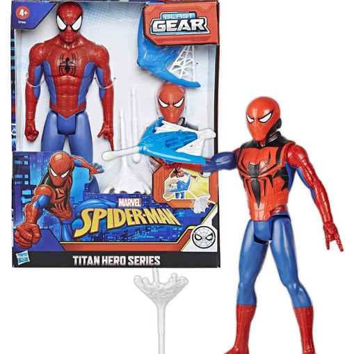 Marvel Spider-Man Action Figure with Blast Gear Launcher - 12-inch Titan Hero Series