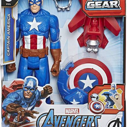 Marvel Avengers Titan Hero Series – Captain America 12-Inch Action Figure with Blast Gear by Hasbro (E7374)