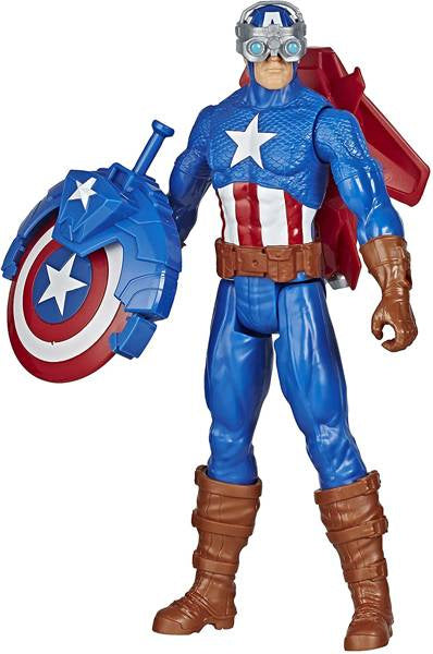 Marvel Avengers Titan Hero Series – Captain America 12-Inch Action Figure with Blast Gear by Hasbro (E7374)