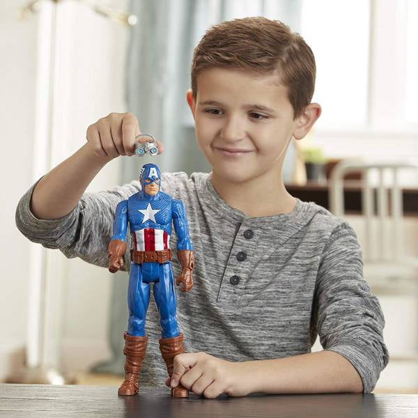 Marvel Avengers Titan Hero Series – Captain America 12-Inch Action Figure with Blast Gear by Hasbro (E7374)