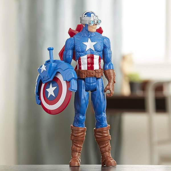 Marvel Avengers Titan Hero Series – Captain America 12-Inch Action Figure with Blast Gear by Hasbro (E7374)