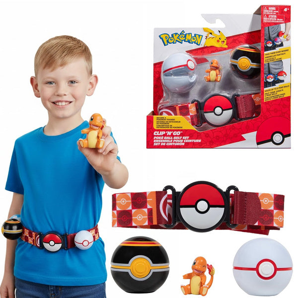 Pokémon Clip 'N' Go Poké Ball Belt Set – Trainer Belt with 2 Poké Balls and Charmander Figure (PKW3163)