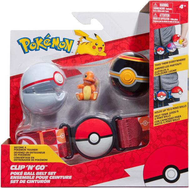 Pokémon Clip 'N' Go Poké Ball Belt Set – Trainer Belt with 2 Poké Balls and Charmander Figure (PKW3163)